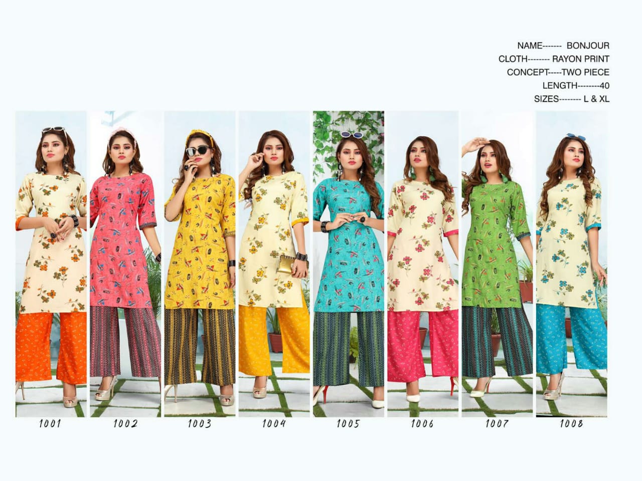 Ft Bonjour Latest Fancy Regular Wear Rayon Printed Kurti With Bottom Collection